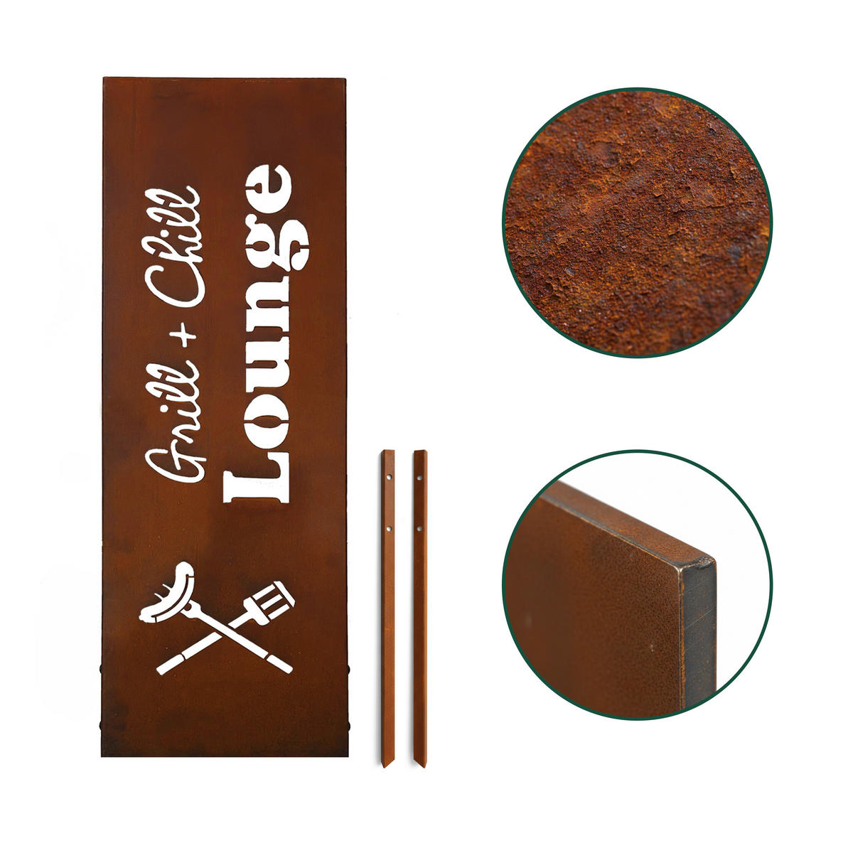 EDELROST-GARTENDEKO - Braun, Metall (1.5cm) - Relaxdays