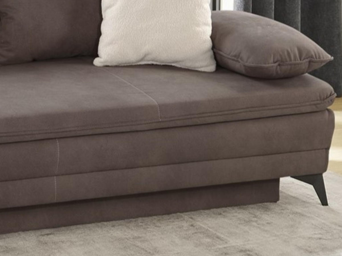 DAUER-SCHLAFSOFA Wellenunterfederung integr.Topper Bettkasten B202/T105/H90 cm, Liegefläche 158x199 cm, Mikrofaser Braun / 15158 - Schwarz/Braun, Textil/Metall (202/90/105cm) - luma-home