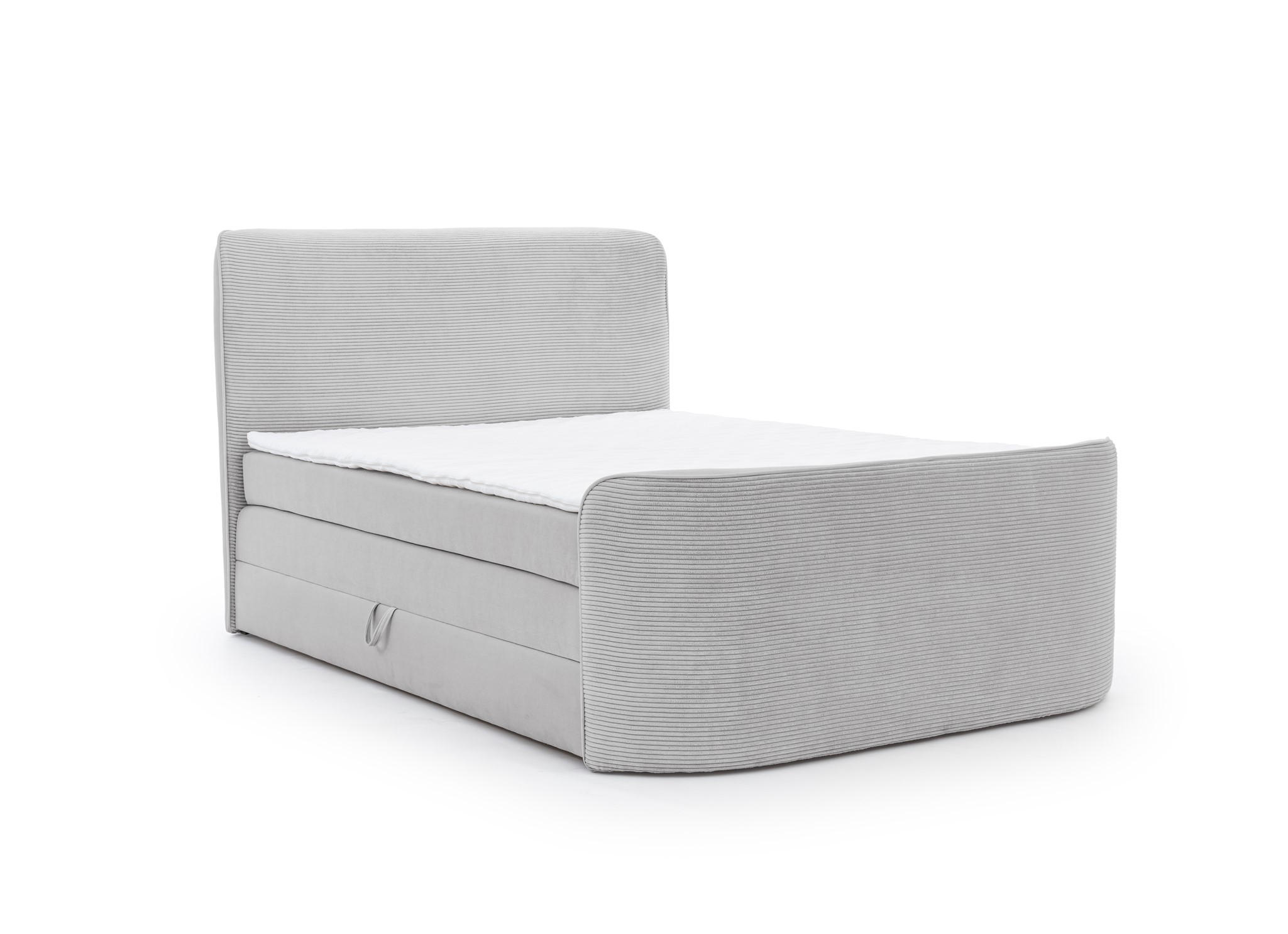 BOXSPRINGBETT Body In Stoff Paros - Hellgrau, Holzwerkstoff/Textil (140/200cm) - Fun Möbel