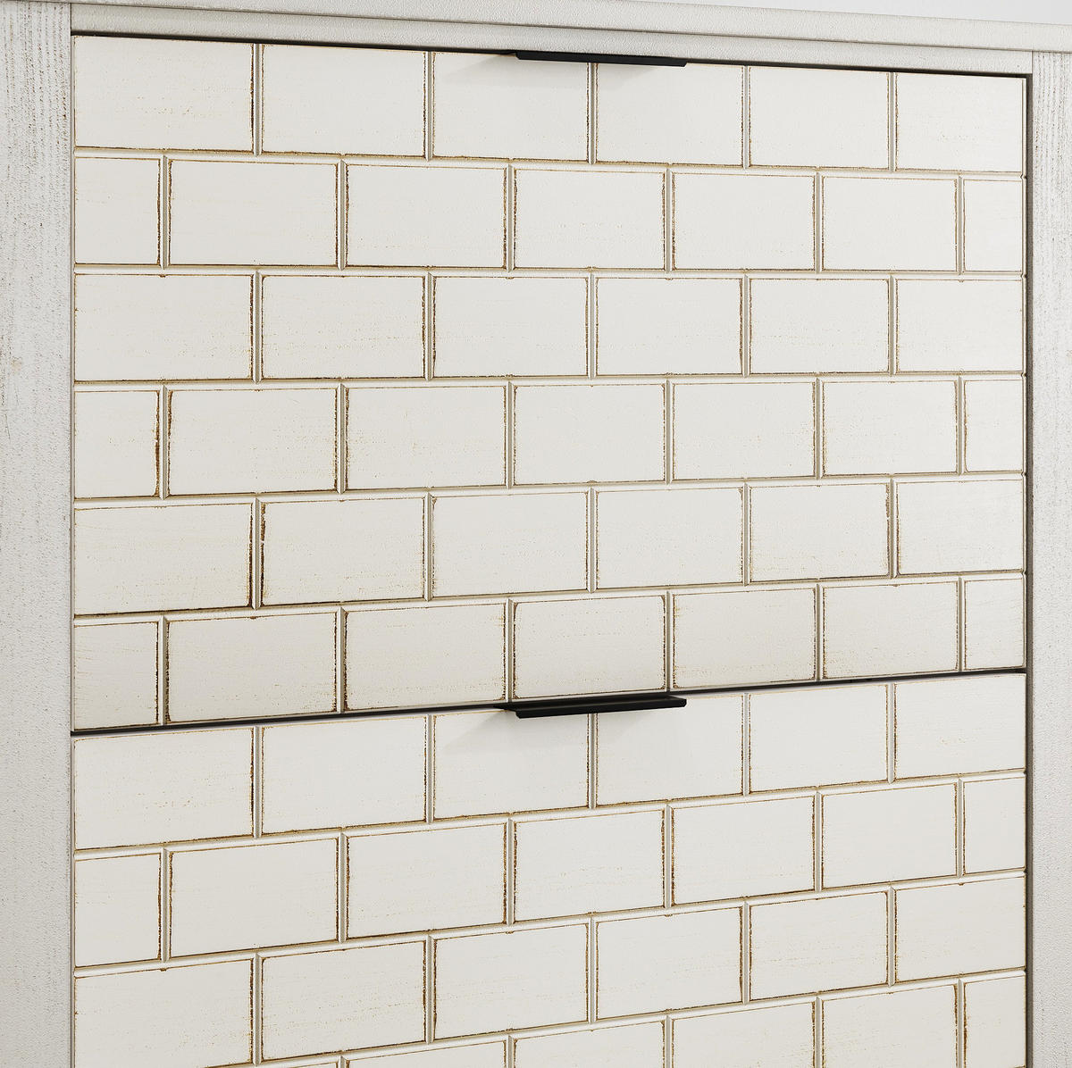 SCHUHSCHRANK mit Klappen, 80 cm breit, Vintage-Stil in Retro-Weiß - Weiß, Holzwerkstoff (80/97.5/24cm) - BEAOK