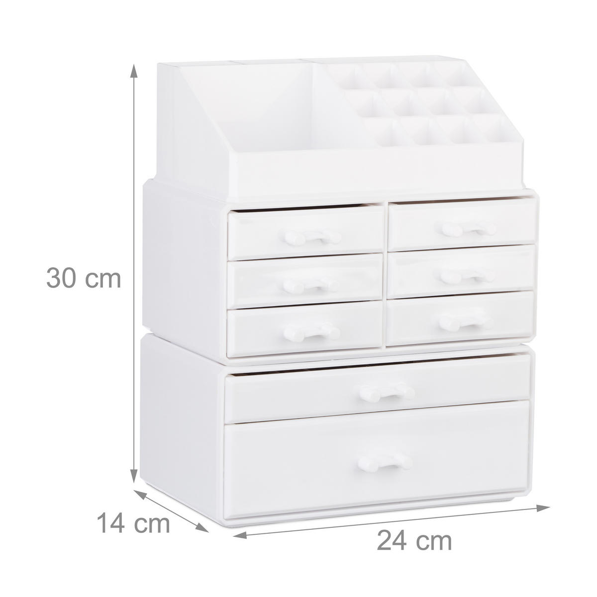 MAKEUP Organizer - Weiß, Kunststoff (24/30/14cm) - Relaxdays