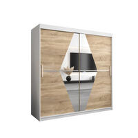 SCHWEBETÜRENSCHRANK 200/200/62 2-türig - Silberfarben/Weiß, Holz/Kunststoff (200/200/62cm) - Abiks Möbel