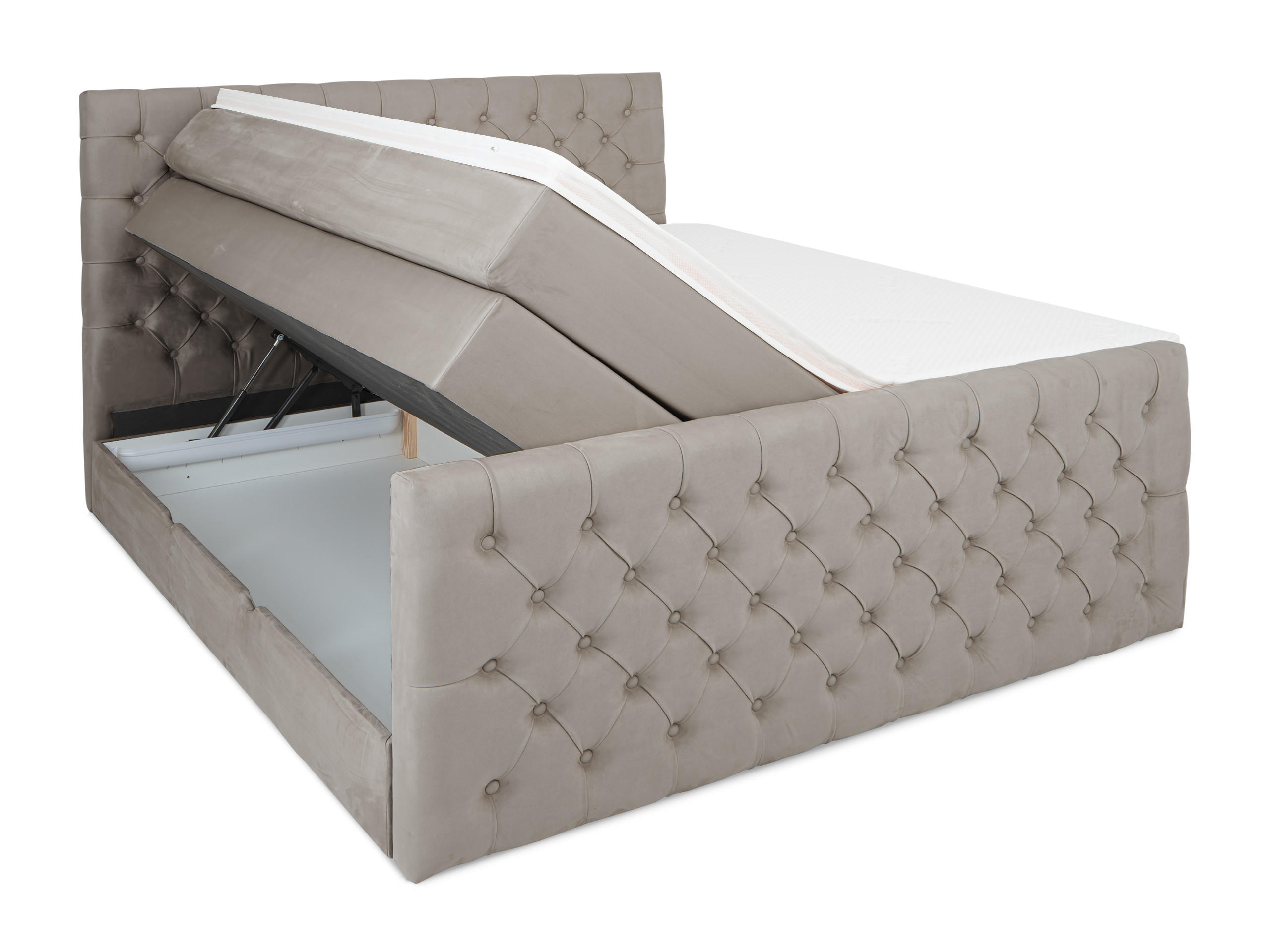 BOXSPRINGBETT Victoria Grau 160 /200 cm H3/H4 Samt - Grau, Textil (160/200cm) - wonello