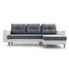 ECKSOFA Carl L - Grau + Weiß - Weiß, Holz (232/137cm) - Möblo