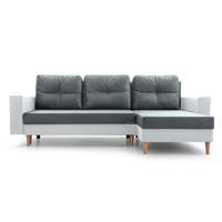 ECKSOFA Carl L - Grau + Weiß - Weiß, Holz (232/137cm) - Möblo