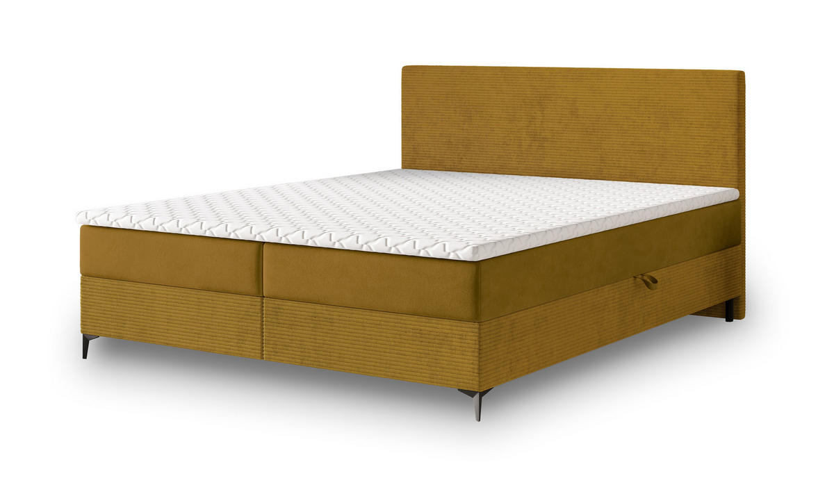 BOXBETT TORREL 140x200 cm mit Matratze und Topper - Gelb - Gelb, Holz (140/200cm) - MASSENO