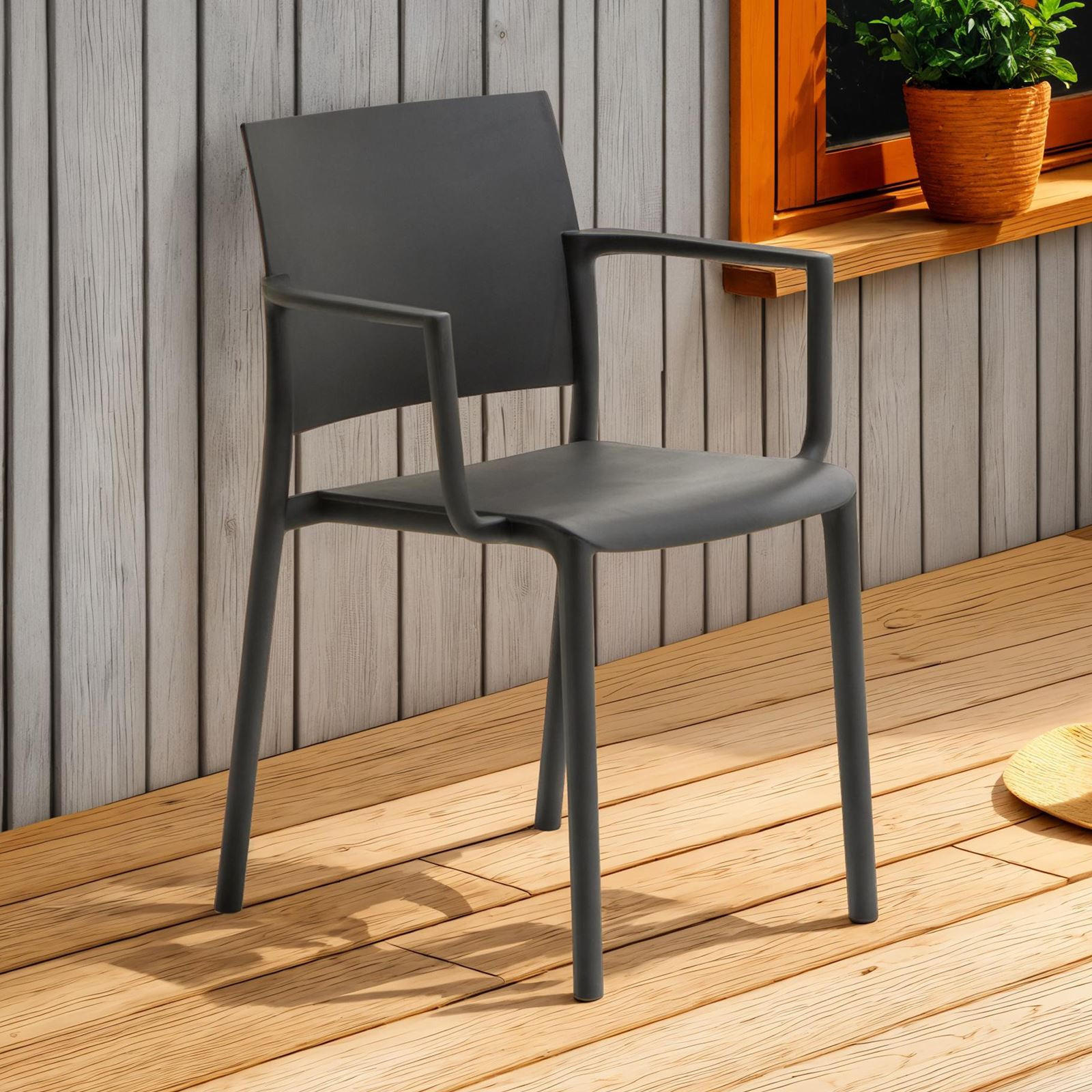 GARTENSTÜHLE TERRA 4ER-SET - Schwarz, Textil (55/81/52cm) - IDIMEX