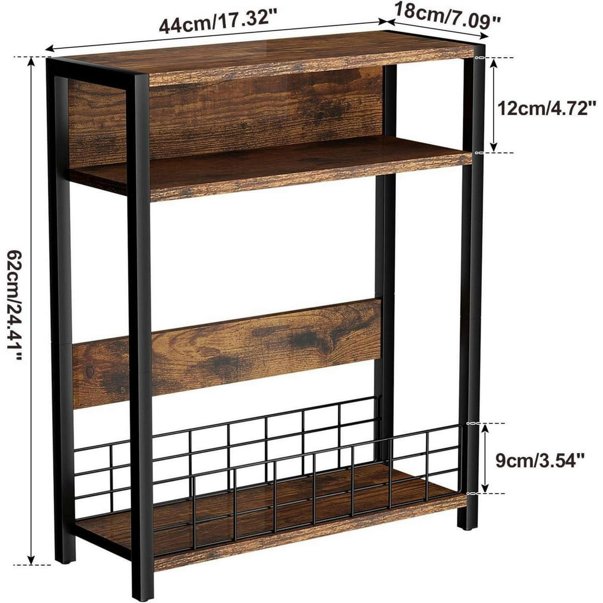 BEISTELLTISCH mit Zeitschriftenhalter Braun 44 x 18 x 62 cm - Braun, Holzwerkstoff (18/44/62cm)