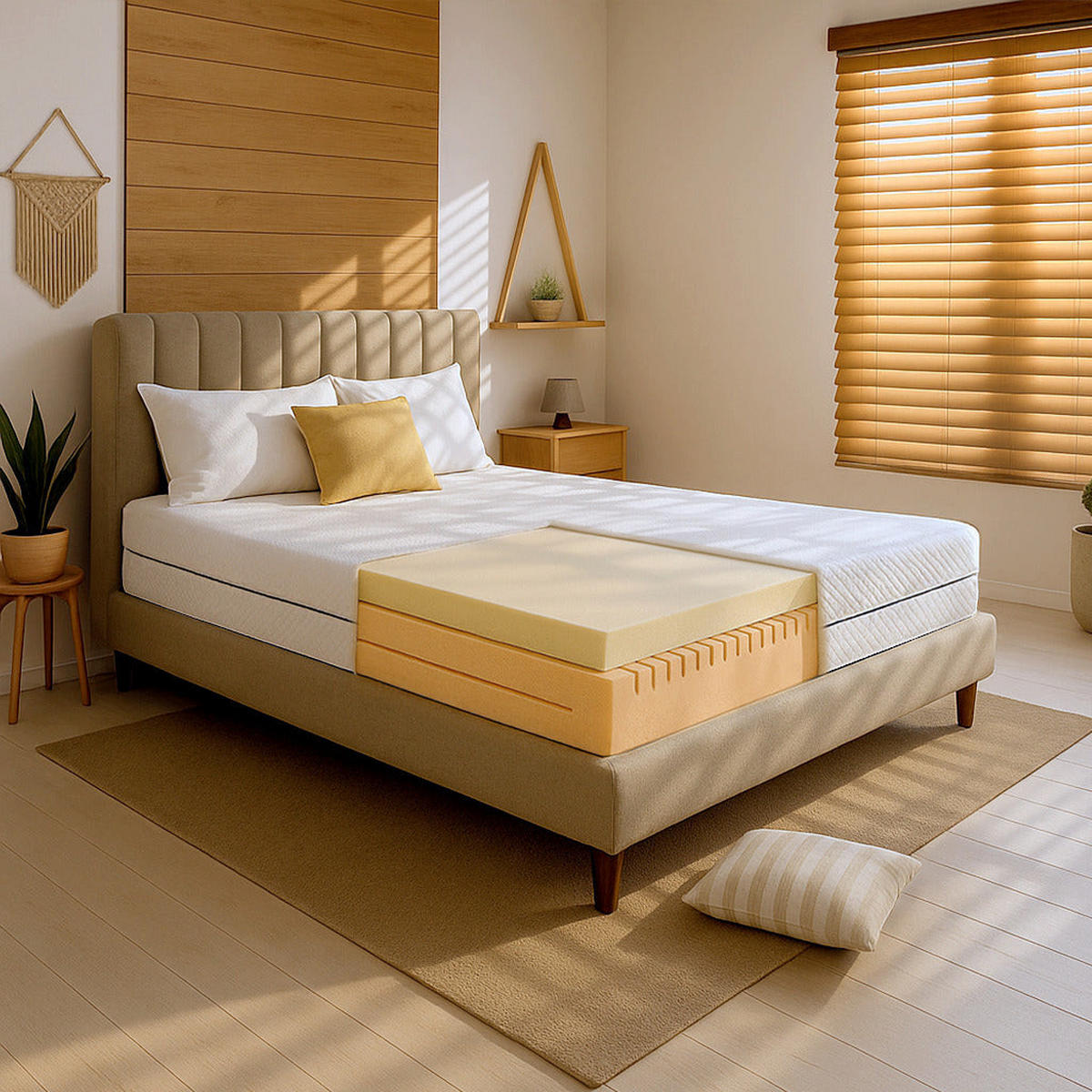 MATRATZE 90x200 cm aus Hypoallergenem Schaum | Höhe 16 cm | Orthopädisch und Hypoallergen - Weiß, Textil (90/200cm) - The White Stone