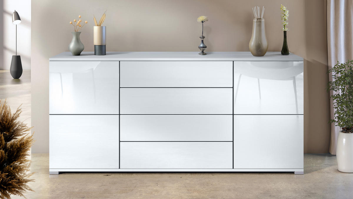 SIDEBOARD Rova Weiß Hochglanz - Weiß Hochglanz, Holzwerkstoff (166.5/75.5/35cm) - Vladon