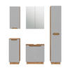 BADMÖBEL-SET Lotta Eiche/grau gestreift 5 Teile - Eichefarben/Grau, Holzwerkstoff (59.8/62.1/32cm) - Vicco