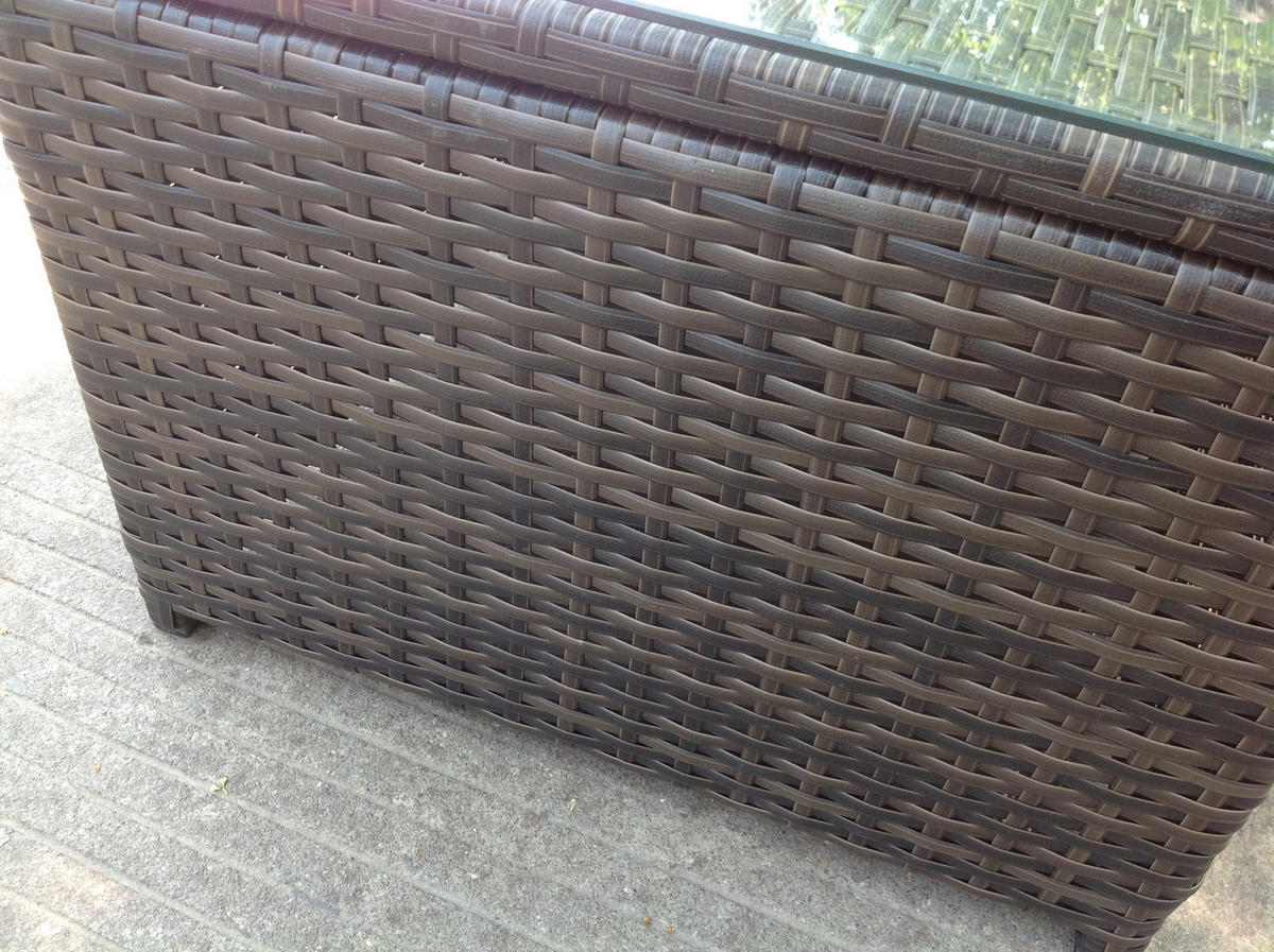 GARTENTISCH Polyrattan - Braun, Glas/Kunststoff (85/50/37cm) - Fimous
