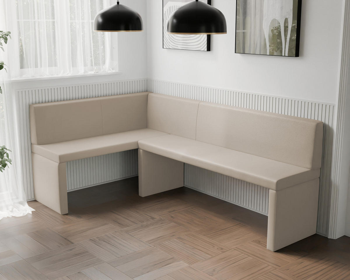 ECKBANK links OWEN Kunstleder, 142/196 cm Beige - Beige, Holz/Kunststoff (142/196cm) - Idohome