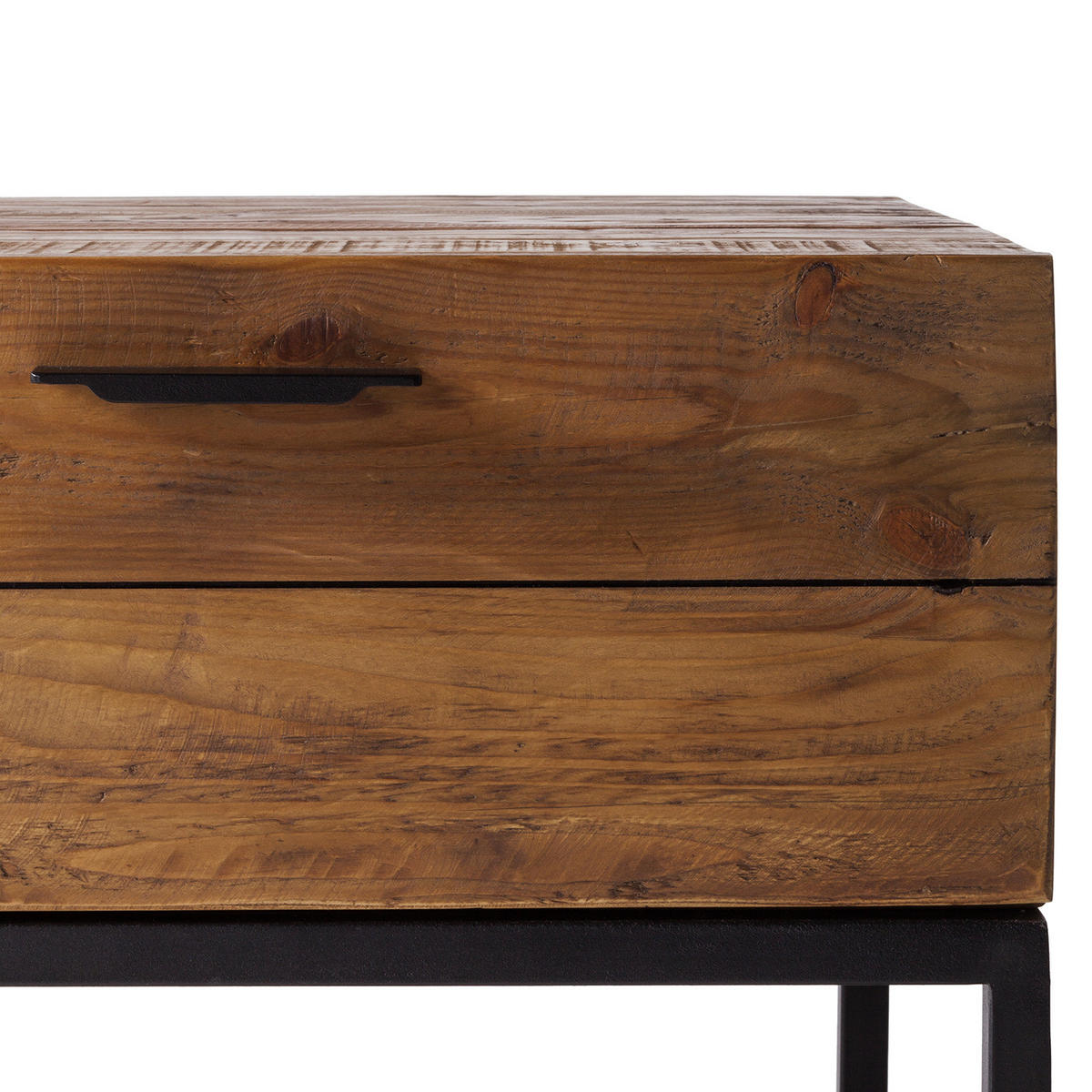 BEISTELLTISCH - Pinie massiv / Metall - Schwarz/Pinienfarben, Holz/Metall (50/50/50cm) - home24