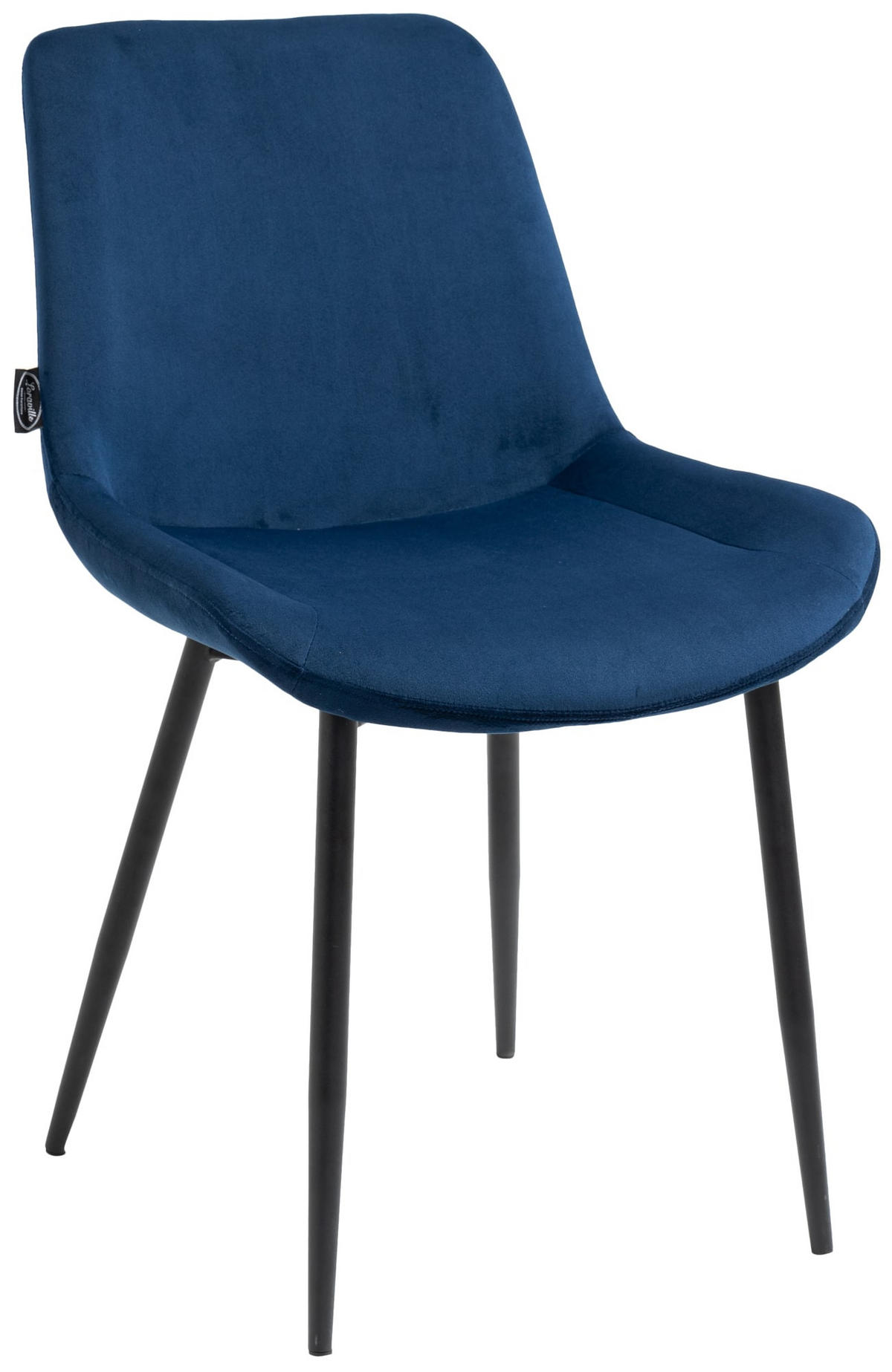 STUHL 4er Set Samt blau - Blau/Schwarz, Textil/Metall (51/80/60cm) - CLP