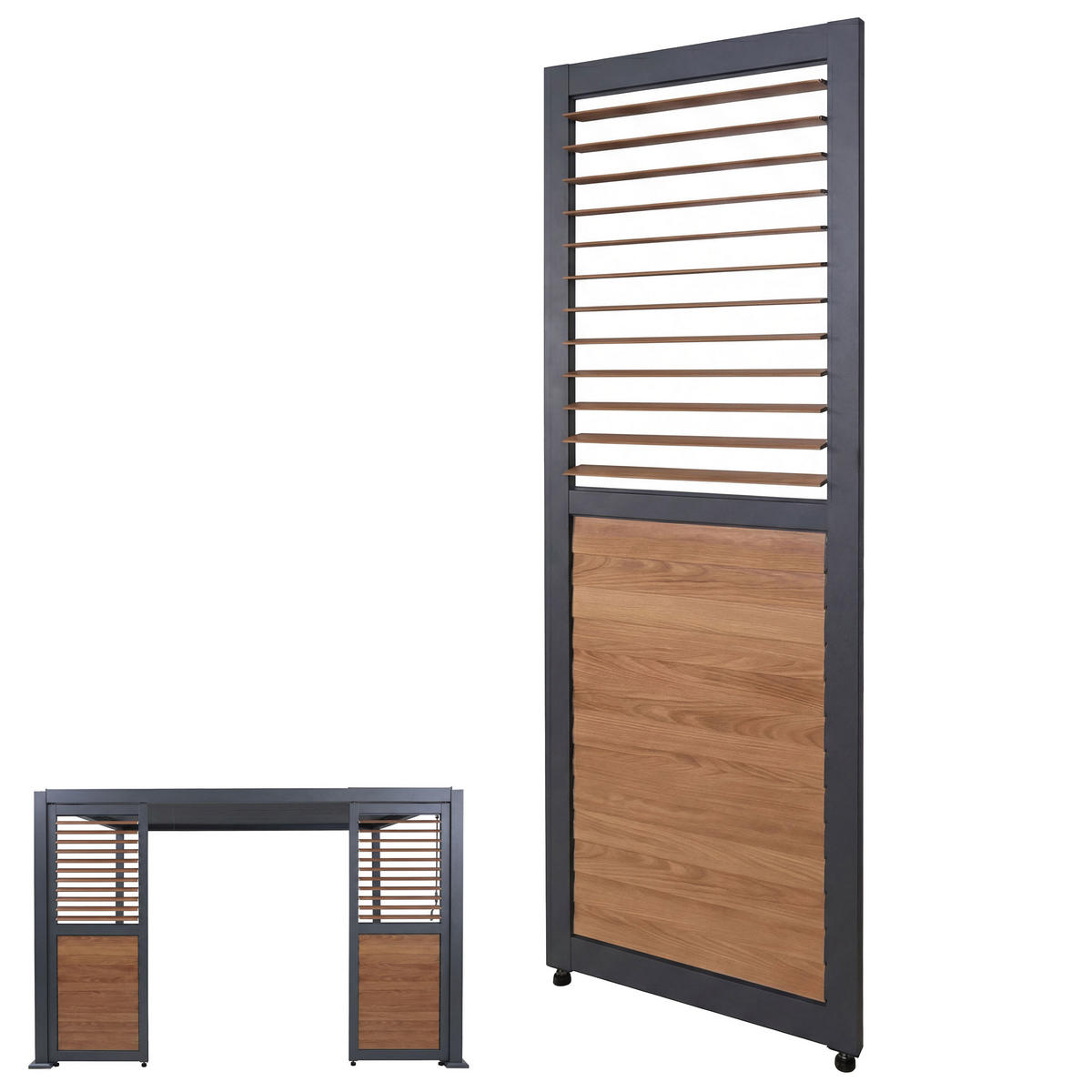 LAMELLENWAND für Pergola 220x68cm Anthrazit/Holzoptik - Anthrazit, Metall (68/220/3cm) - BERLINLODGE