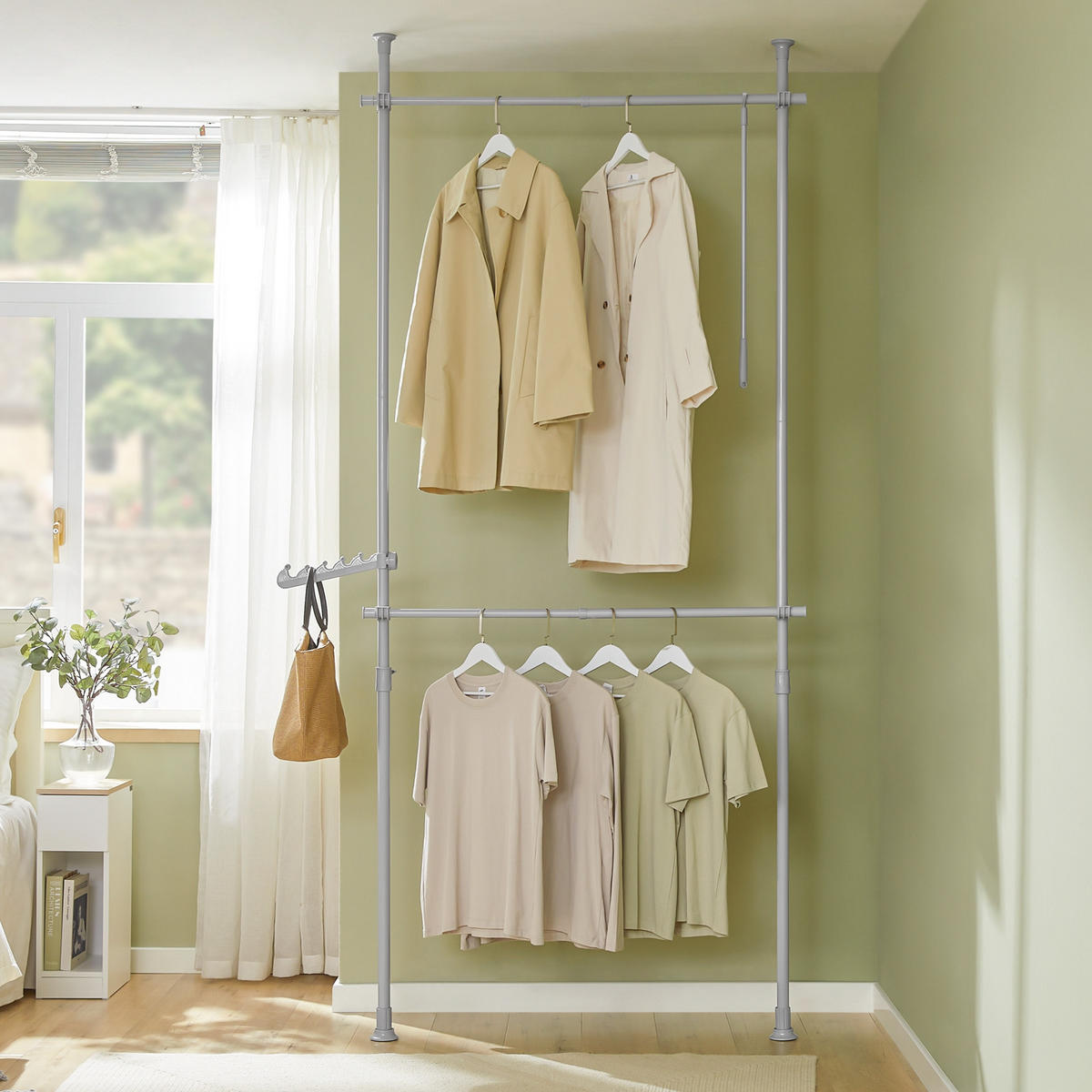 TELESKOP GARDEROBEN SYSTEM Grau - Grau, Kunststoff (113/285/1cm) - SoBuy