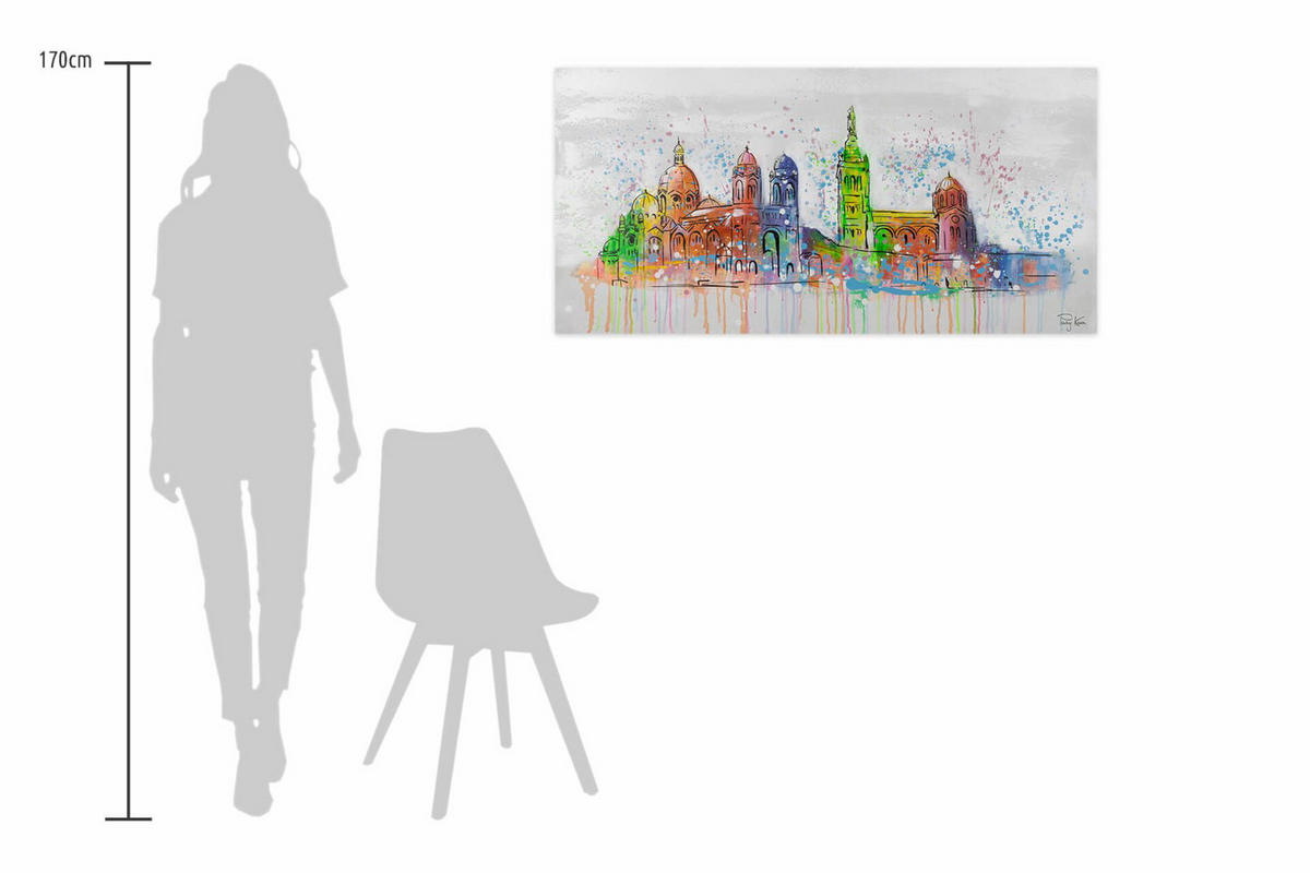 ACRYLBILD HANDGEMALT 120/60 cm - Multicolor/Grau, Holz/Textil (1.7/60cm) - KUNSTLOFT