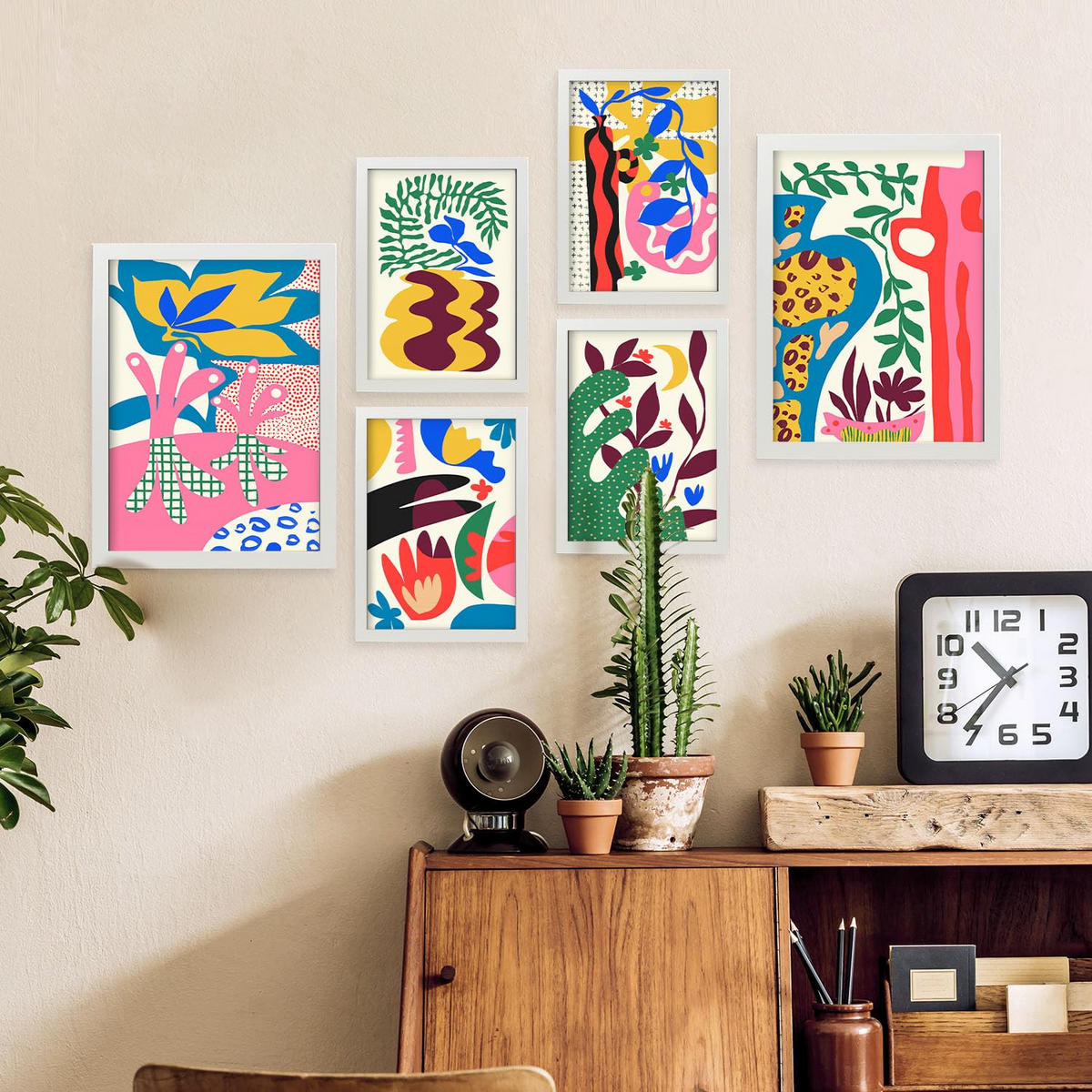 POSTER Set Mit 6 Erlöser Feen In Blume Zusammenfassung Ästhetische Dekorative Gemälde Für Ihr Wohnzimmer, Schlafzimmer, Zuhause A3 & A4 Weißer Rahmen - Weiß, Papier (29/3cm) - Nacnic