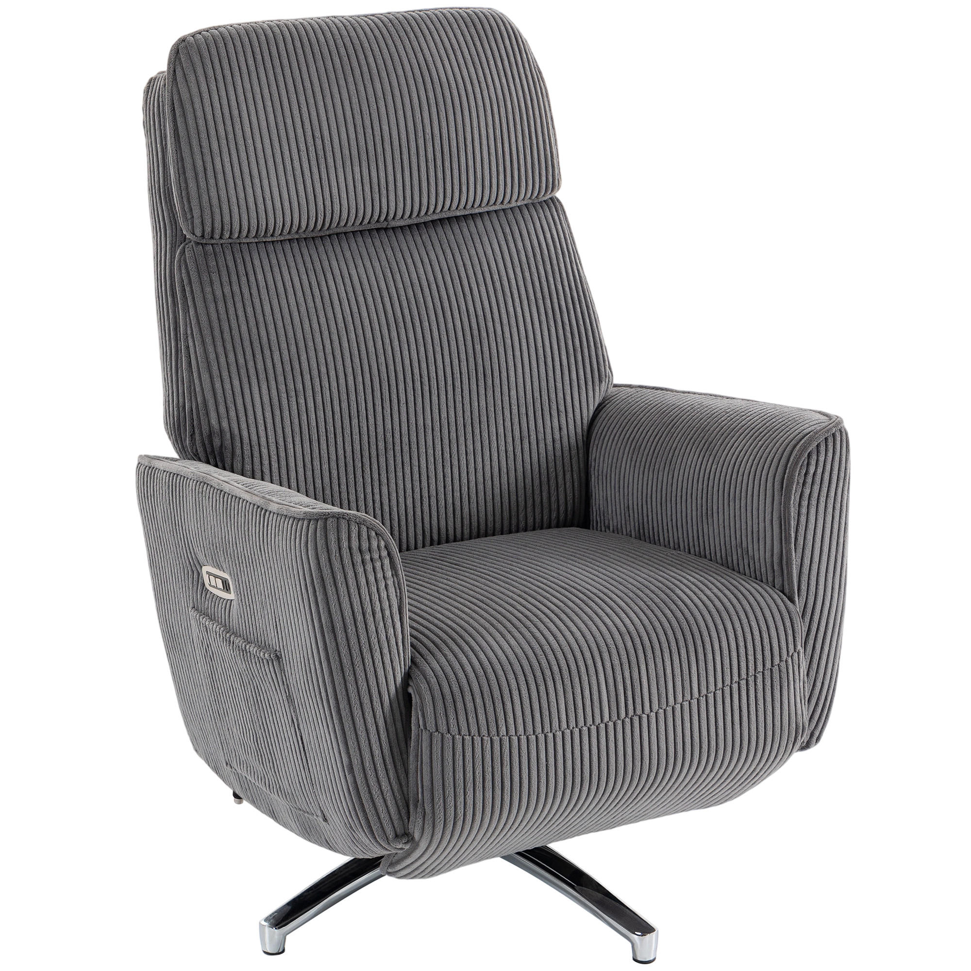 RELAXSESSEL Polyester Dunkelgrau - Dunkelgrau/Silberfarben, Textil/Metall (76/114/87cm) - HOMCOM
