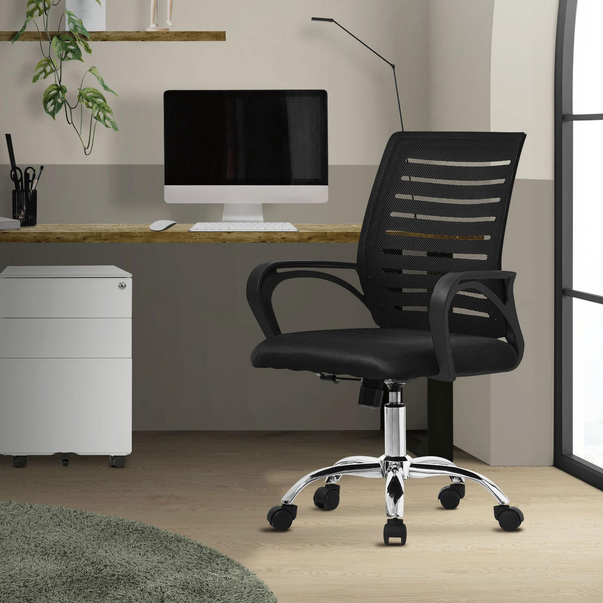 SCHREIBTISCHSTUHL Classic schwarz - Schwarz, Metall (54/99/59cm) - ML-DESIGN
