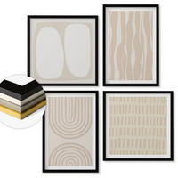 WANDBILDER 4er-Set - 50x50 cm & 40x60 cm Schwarzer Rahmen - Abstrakte Boho-Musterformen - Schwarz, Kunststoff (50/50cm) - ArtPrintCave