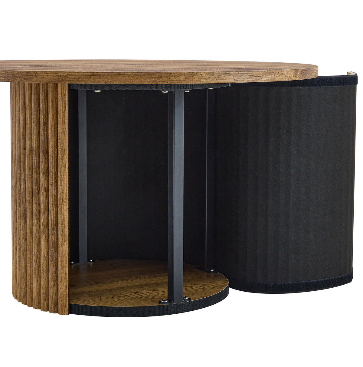 COUCHTISCH 70 cm in Holzoptik mit Säulensockel und Metallrahmen - Kieferfarben, Holzwerkstoff (70/70/42cm) - BEAOK