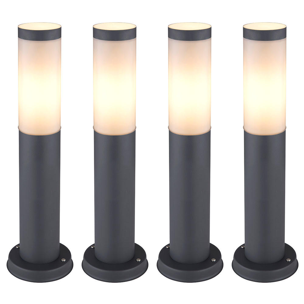 LED AUSSENLEUCHTE Edelstahl Anthrazit 4er Set - Anthrazit, Metall (7.6/7.6/45cm) - Globo Lighting