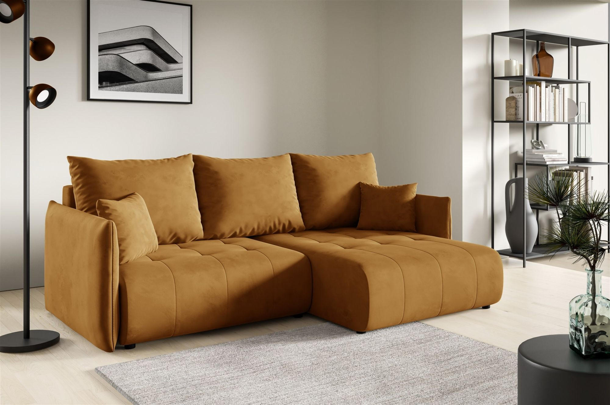 ECKSOFA Canio - Gelb, Holzwerkstoff/Textil (221/153cm) - Fun Möbel