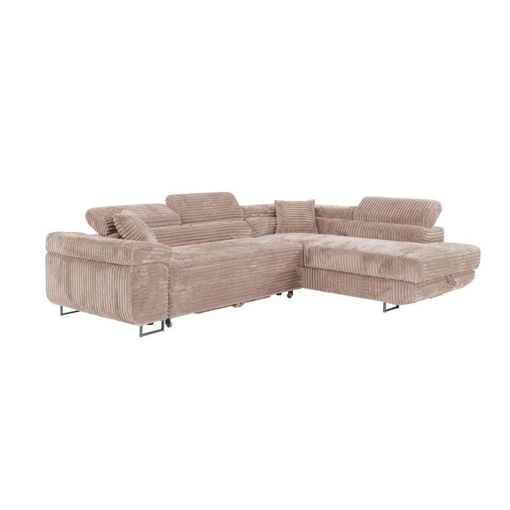 ECKSCHLAFSOFA Luis L, mit Schlaffunktion und Bettkasten – praktisch und bequem, Rechts, Braun - Schwarz/Braun, Textil (275/205cm) - AN-Moebel 4u