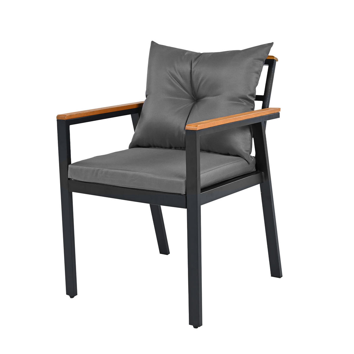 GARTENSETS aus Akazienholz Schwarz mit Servierwagen auf Rollen - Schwarz, Metall - Modfu