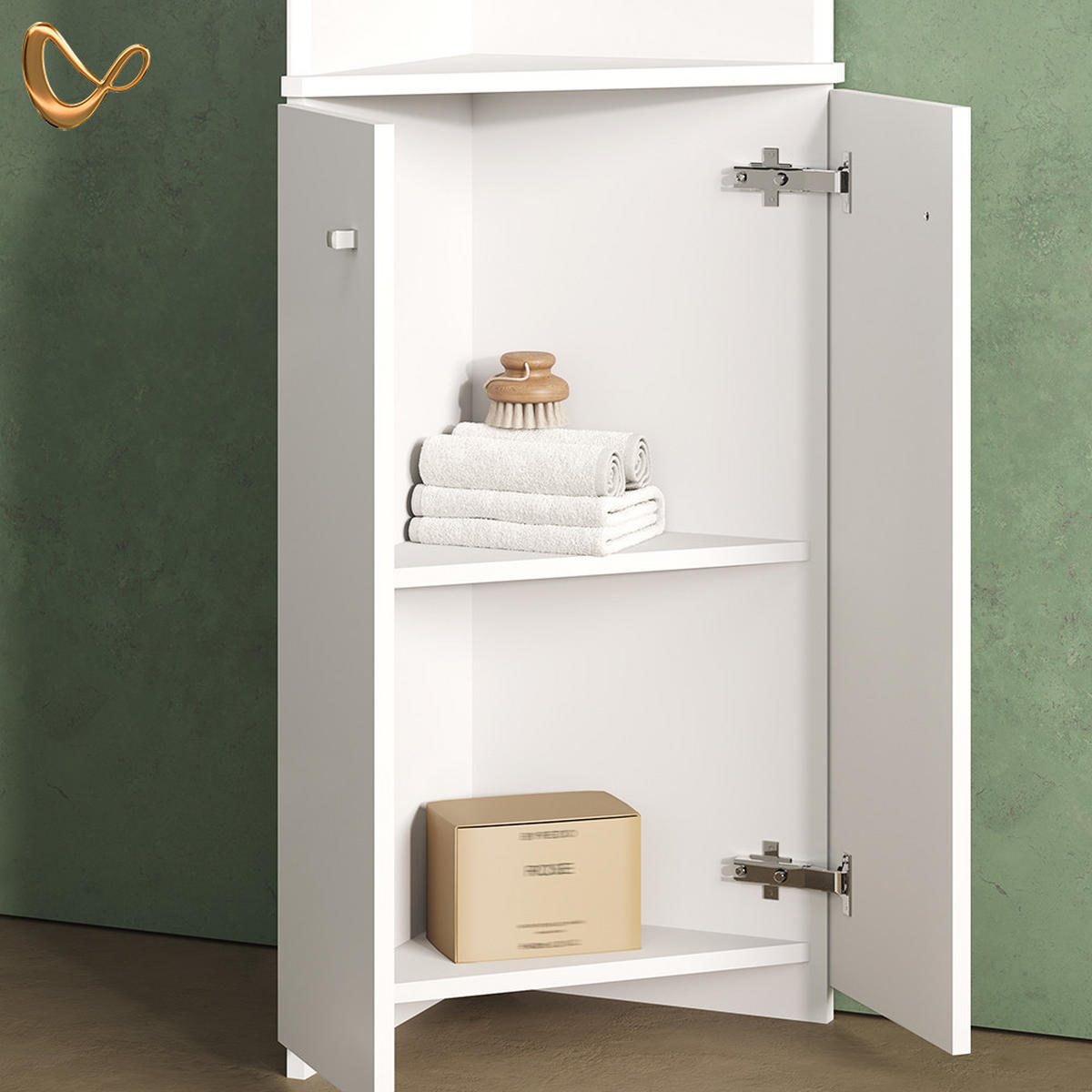 BADSCHRANK Fucino Weiß 52 x 175 cm Eckschrank mit 2 Türen - Weiß, Holzwerkstoff (52/175/36cm) - Livinity®