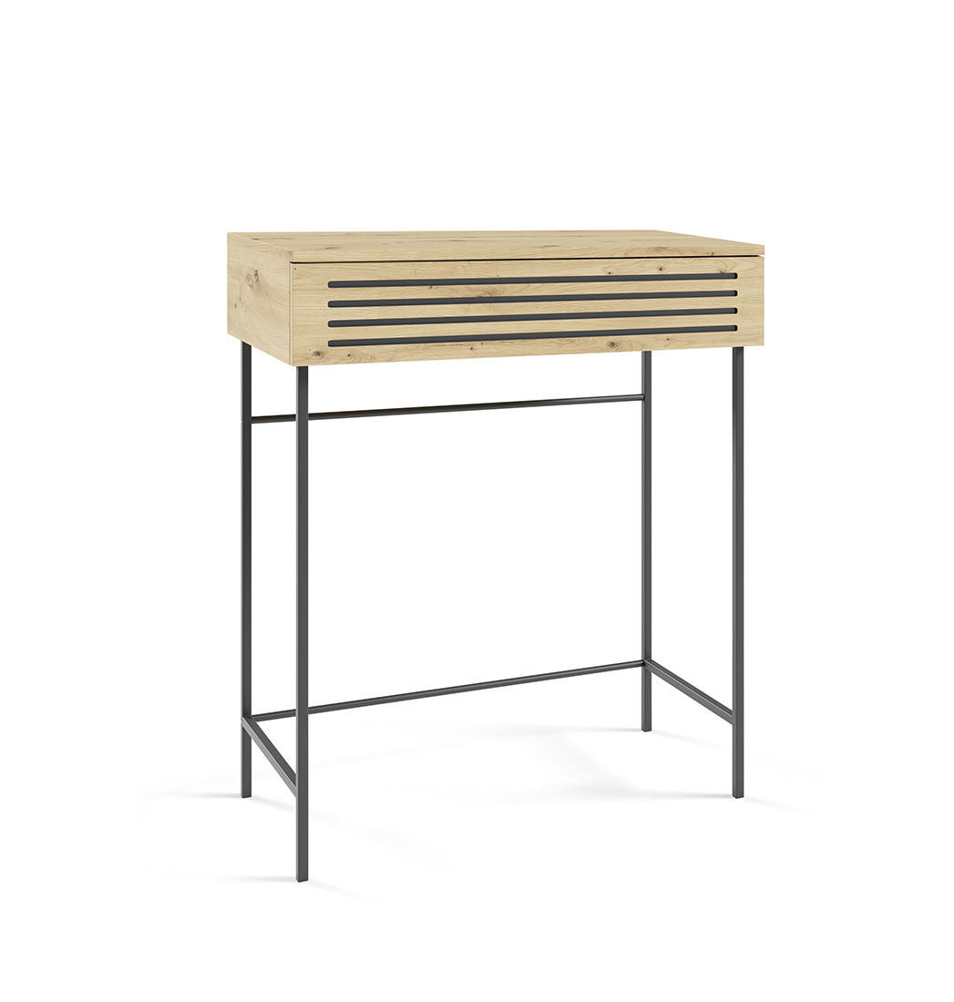 KONSOLENTISCH Svaar Eiche Artisan 80 / 40 / 90cm - Schwarz/Braun, Holz/Holzwerkstoff (40/80/90cm) - Feldmann-Wohnen