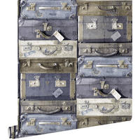 TAPETE Vintage Koffer 53 cm x 10.05 m - Blau, Papier (53/1000cm) - ESTAhome