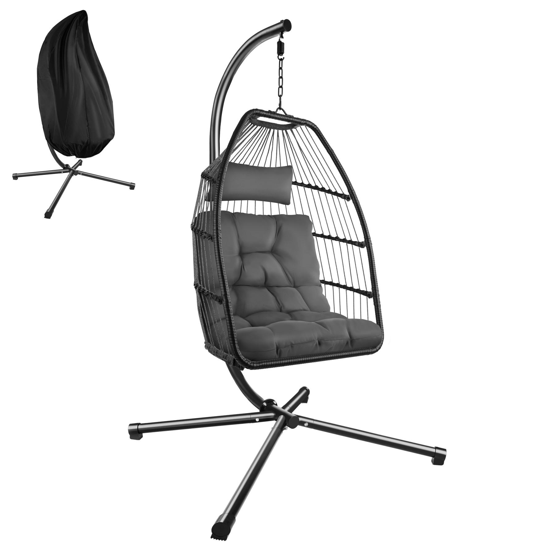 HÄNGESESSEL Ariane,inklusive Schutzhülle, 98 x 107 x 202 cm,dunkelgrau - Dunkelgrau, Kunststoff/Textil (98/202/107cm) - tectake