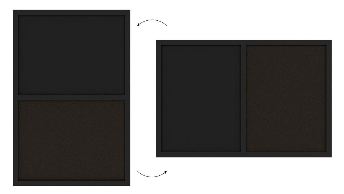 KOMBITAFEL Kork/schwarz magnetisch 60x40 Holzrahmen schwarz lackiert - Schwarz, Holz (60/40/0.6cm) - ALLboards