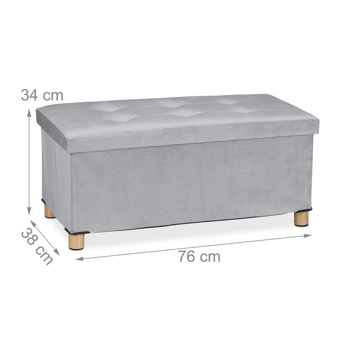 SITZBANK - Grau, Holz/Holzwerkstoff (76/34/38cm) - Relaxdays