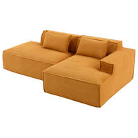 ECKSOFA DE-35208 mit 2 Kissen Senfgelb - Gelb, Textil (129/235cm) - ComfortXL