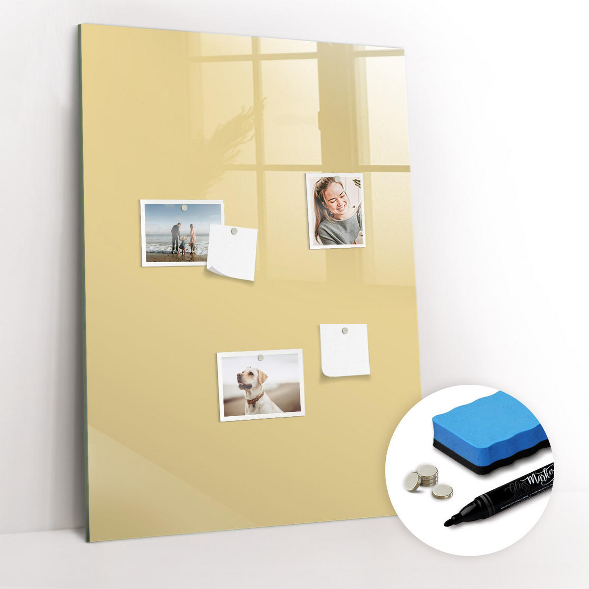 MAGNETTAFEL 70x100 Creme schwarzer Marker - Creme, Glas (70/0.4/100cm) - TULUP
