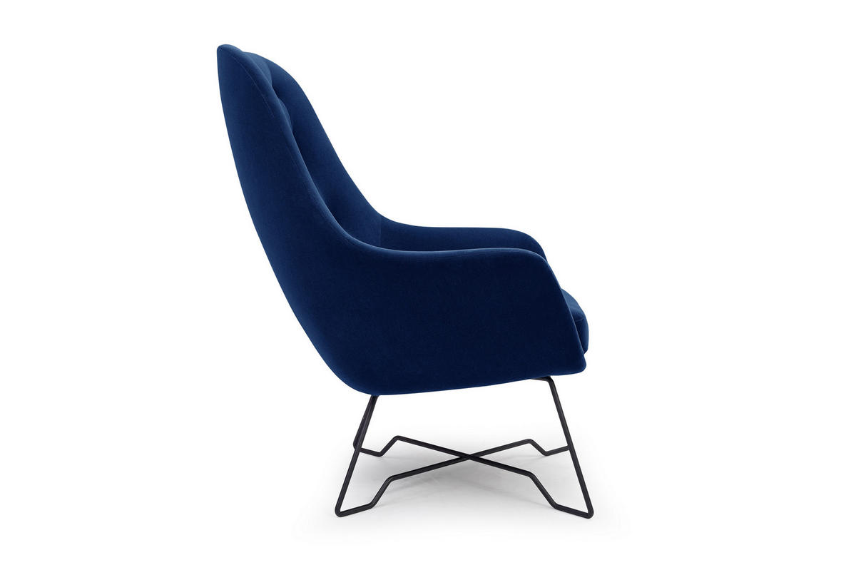 SESSEL SEDUTA, Modern Polstersessel Loungesessel, Velours-Stoff Blau - Blau, Holz/Metall (72.5/101.5/83cm) - MASSENO