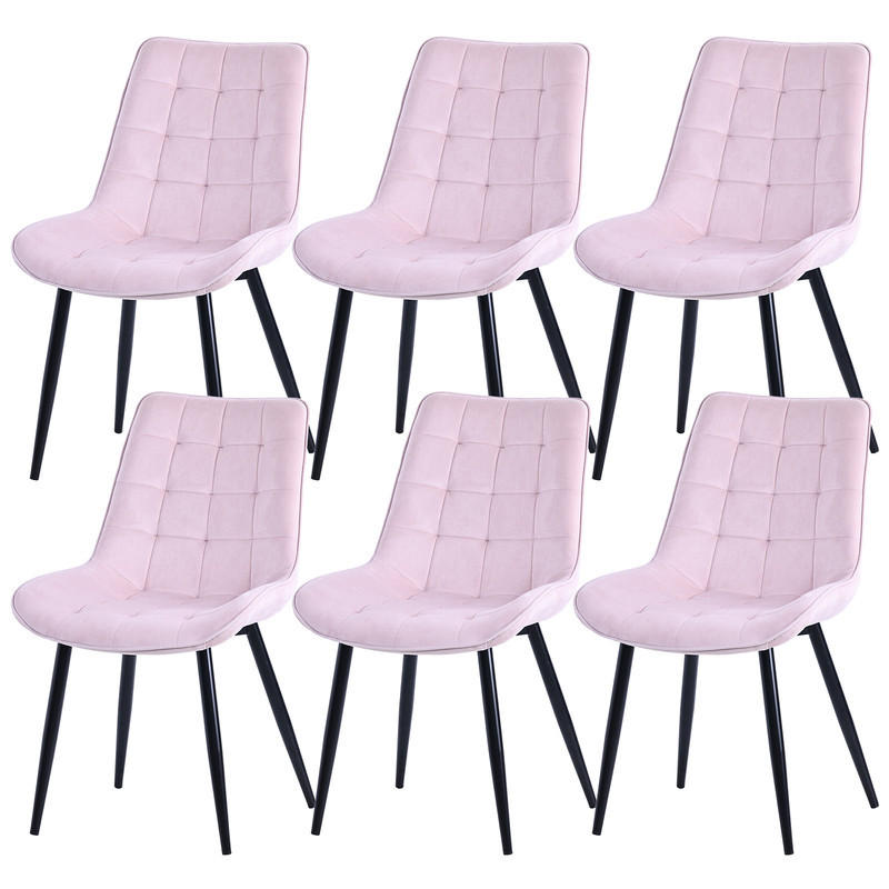 STUHL-SET 6 Stück aus Samt in Modernem Stil-YZ2 - Pink, Textil (53/88/62.5cm) - HOMAVO