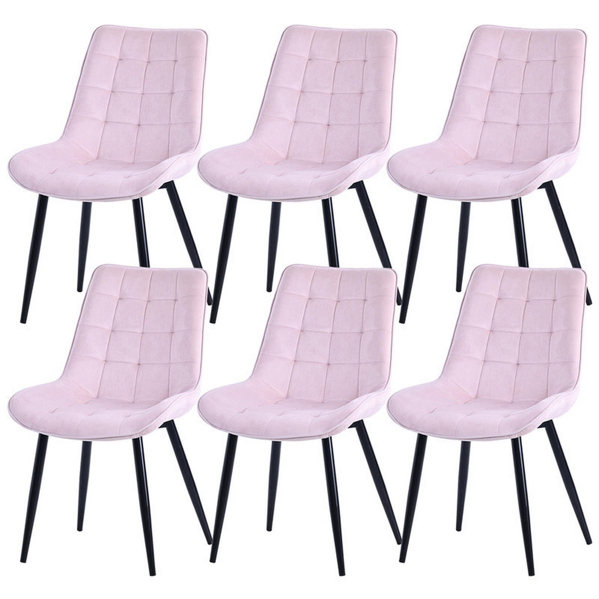 STUHL-SET 6 Stück aus Samt in Modernem Stil-YZ2 - Pink, Textil (53/88/62.5cm) - HOMAVO