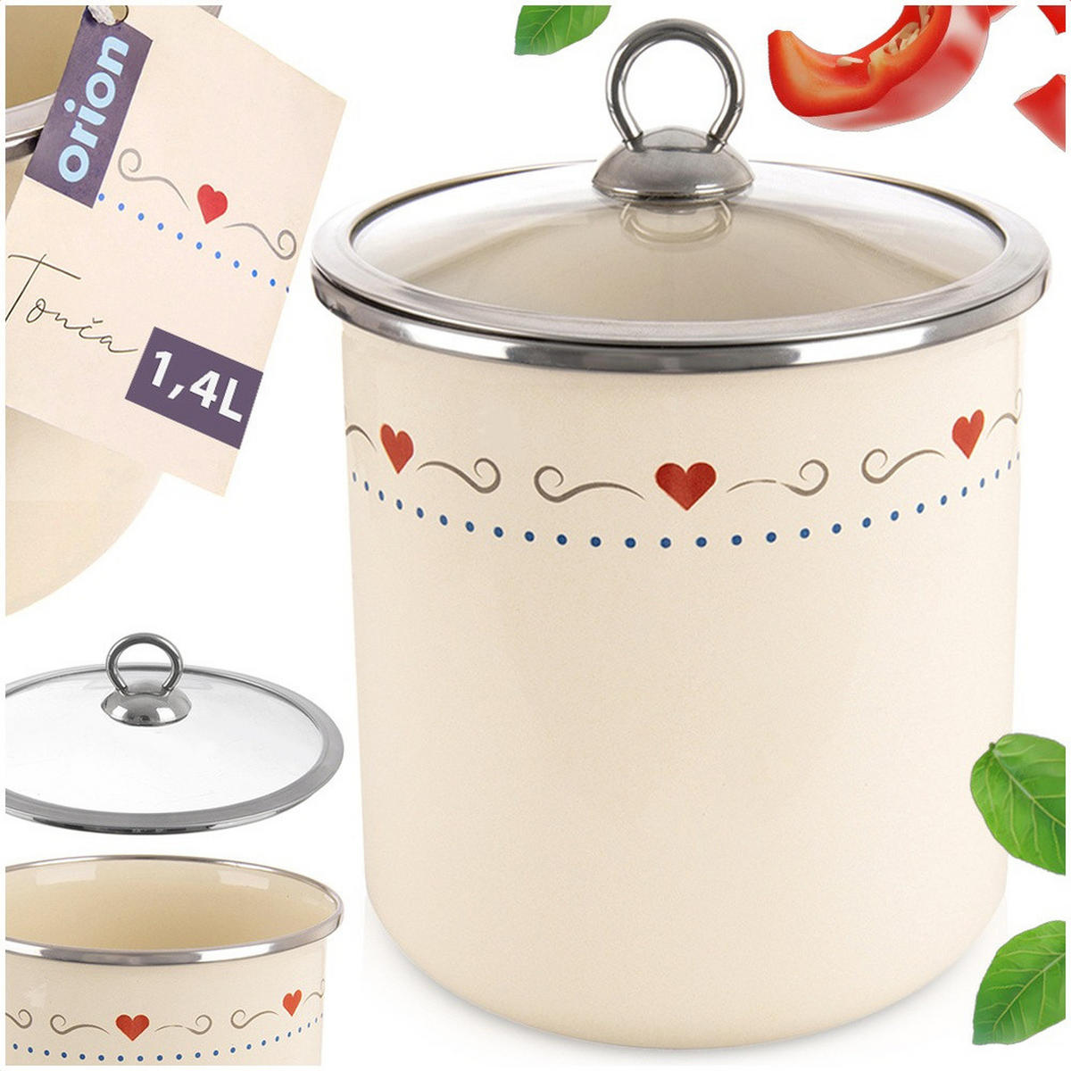 LEBENSMITTELBEHÄLTER emailliert 1,4 l Cremeweiß - Creme, Metall (13/17/17cm) - Orion 