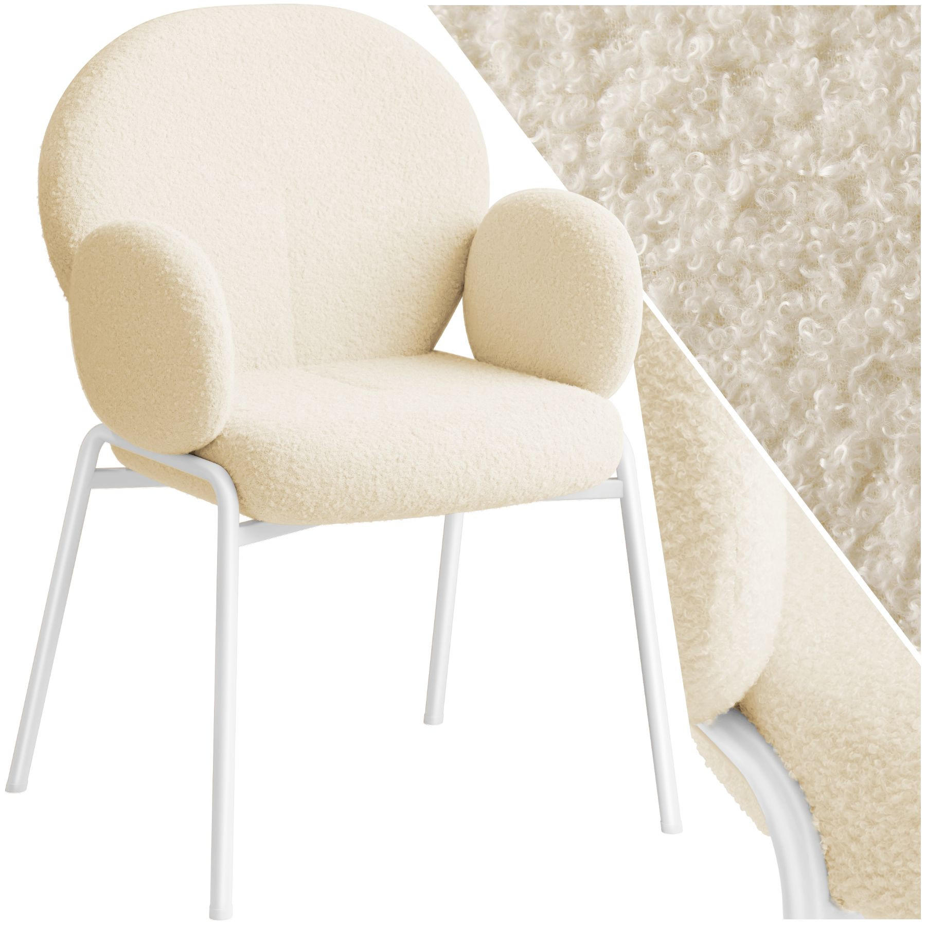 STUHL 1er Set Scandi Belastbarkeit 120 kg 61 5 x 62 x 90 - Creme, Kunststoff (62/90/61.5cm) - tectake