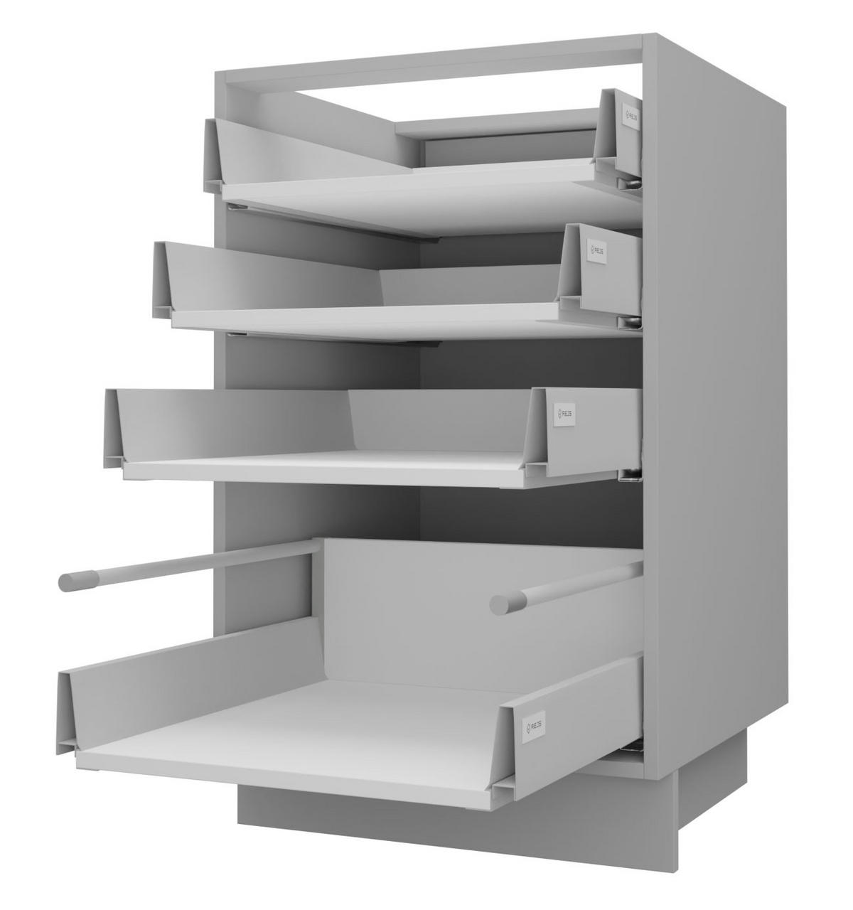 SCHUBLADENUNTERSCHRANK Brerra D4R/40 Korpus grau / Front RAL 9001 creme Hochglanz 40 / 50 / 82 cm - Creme/Grau, Holz/Holzwerkstoff (40/82/50cm) - Feldmann-Wohnen