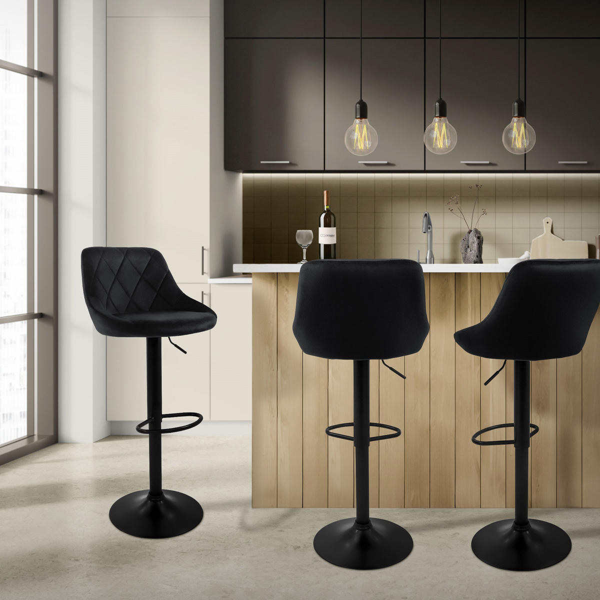 BARHOCKER 4er Set - Schwarz, Metall (47/106/37cm) - ML-DESIGN