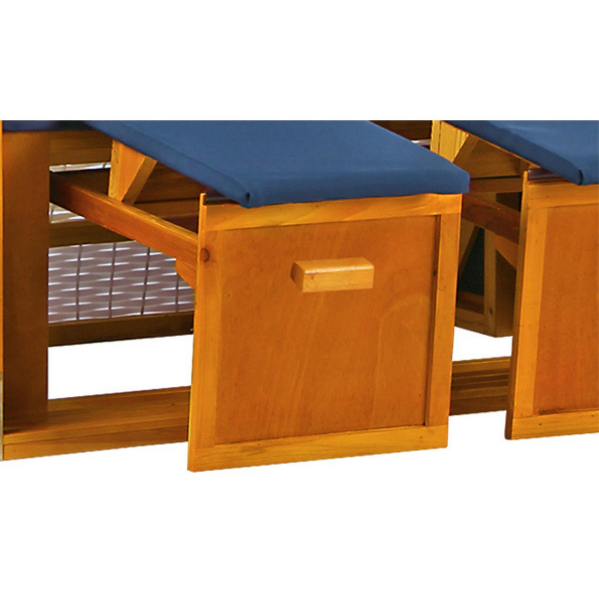 STRANDKORB Ostsee 2-Sitzer PE weiß - Blau/Braun, Metall (120/160/80cm) - Mr. Deko