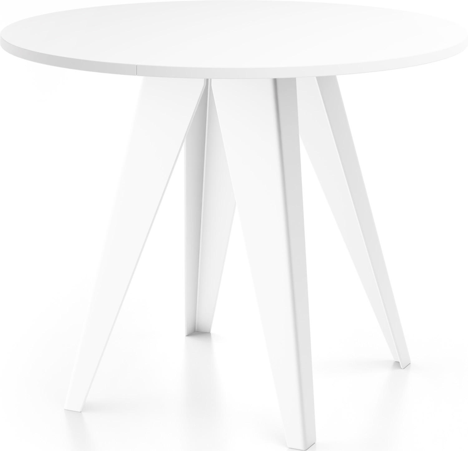 ESSTISCH Griffin runder ausziehbarer, Weiß 90-130/100/76 cm - Weiß, Holzwerkstoff/Metall (90/90/76cm) - WFL GROUP