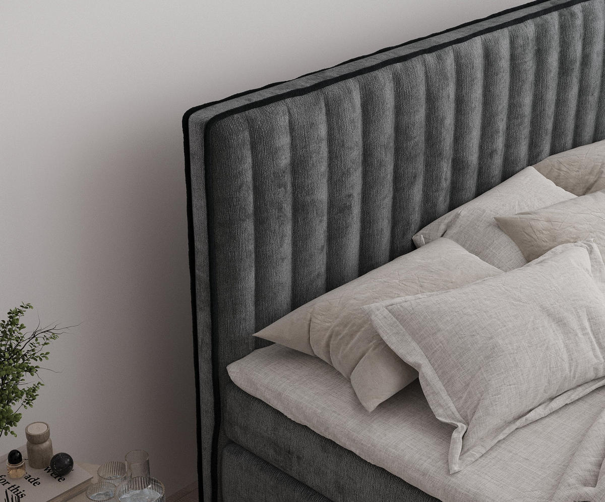 BOXSPRINGBETT Nocturne Anthrazit 180/200 cm - Anthrazit/Schwarz, Holz/Holzwerkstoff (180/200cm) - Maison de Reve