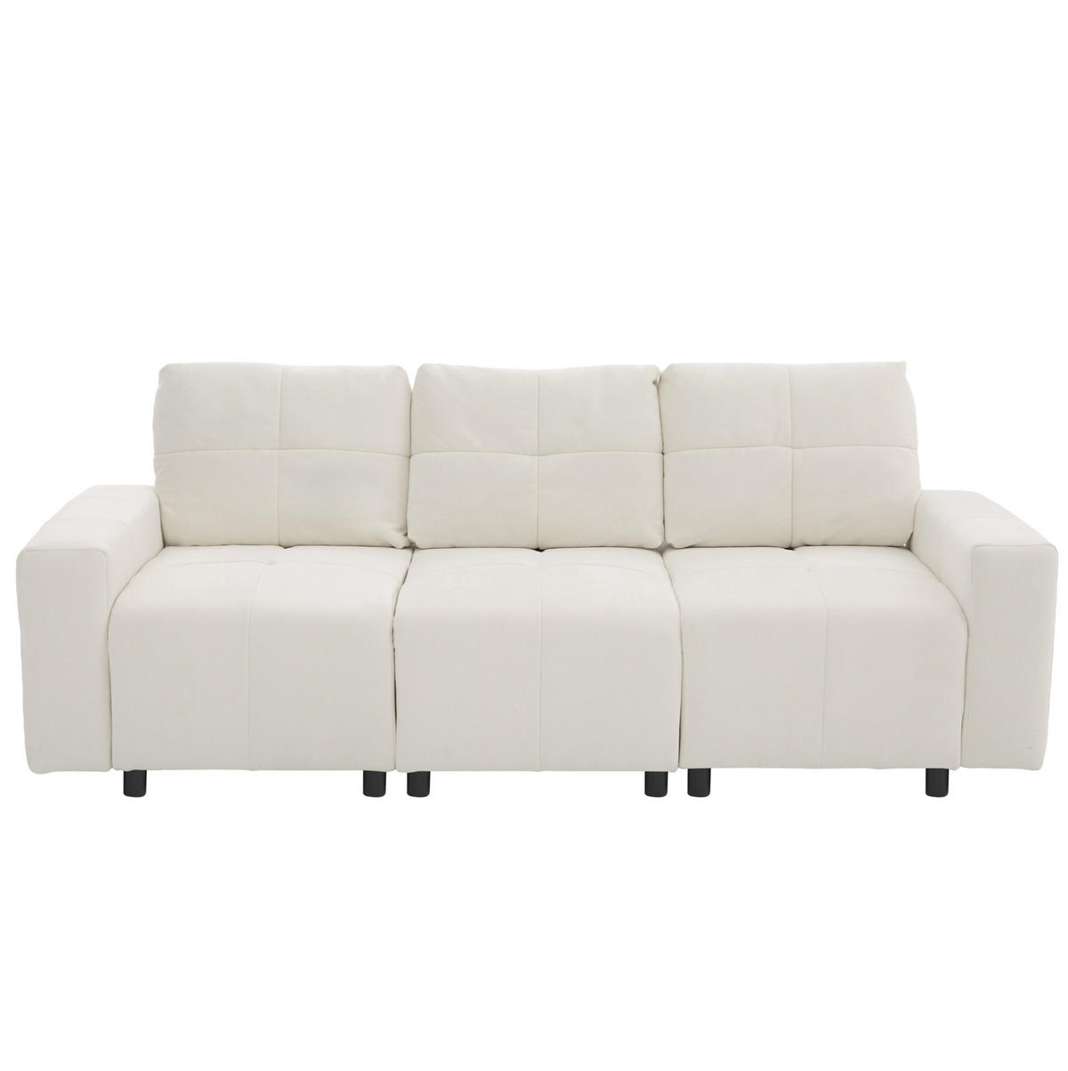 SOFA mit Schlaffunktion 213 cm Chenille Beige White 3-Sitzer - Beige, Kunststoff (213/84/94cm) - Meubliv